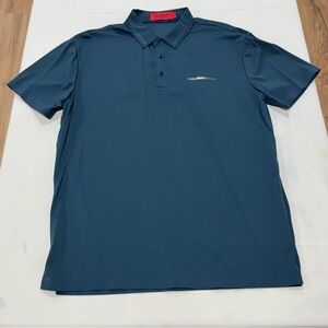 Elegant Teal Slim-Fit Polo Shirt by Pavini with gold accents
